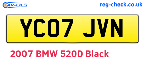 YC07JVN are the vehicle registration plates.