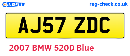 AJ57ZDC are the vehicle registration plates.