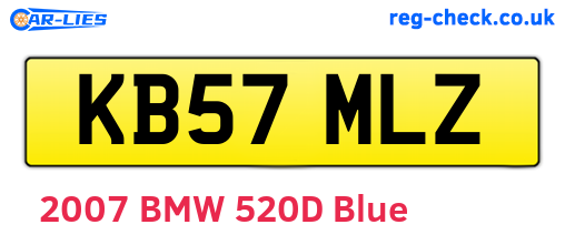 KB57MLZ are the vehicle registration plates.