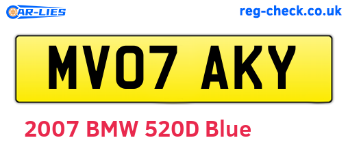 MV07AKY are the vehicle registration plates.