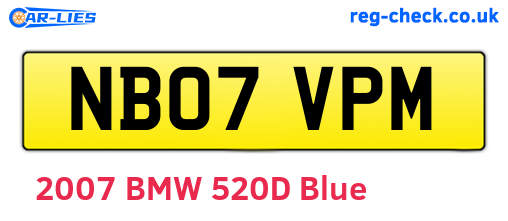 NB07VPM are the vehicle registration plates.