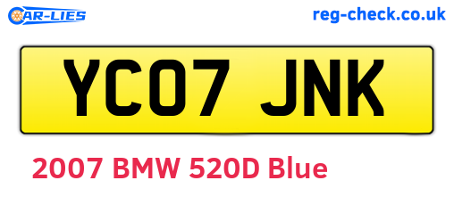 YC07JNK are the vehicle registration plates.