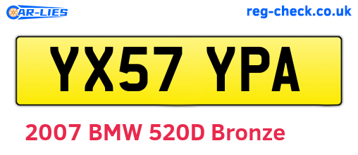 YX57YPA are the vehicle registration plates.