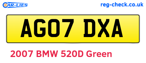 AG07DXA are the vehicle registration plates.