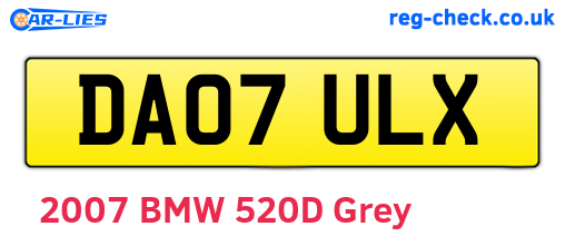 DA07ULX are the vehicle registration plates.