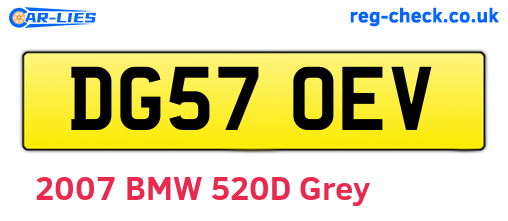 DG57OEV are the vehicle registration plates.