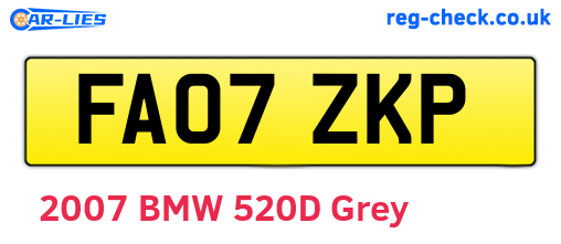 FA07ZKP are the vehicle registration plates.