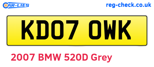 KD07OWK are the vehicle registration plates.