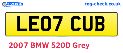 LE07CUB are the vehicle registration plates.