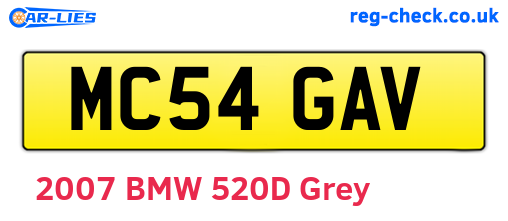 MC54GAV are the vehicle registration plates.