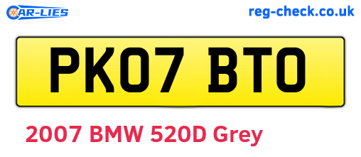 PK07BTO are the vehicle registration plates.