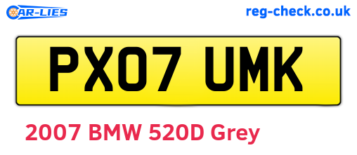 PX07UMK are the vehicle registration plates.