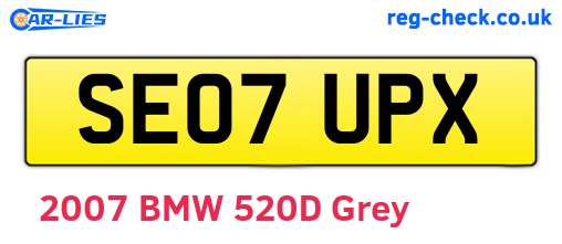 SE07UPX are the vehicle registration plates.