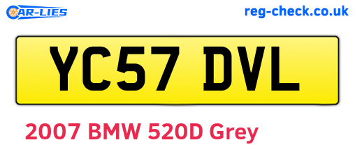 YC57DVL are the vehicle registration plates.