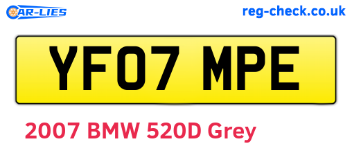 YF07MPE are the vehicle registration plates.