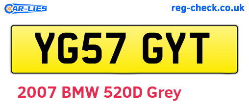 YG57GYT are the vehicle registration plates.