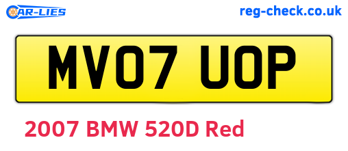 MV07UOP are the vehicle registration plates.