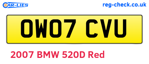 OW07CVU are the vehicle registration plates.