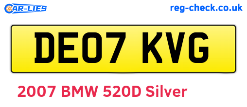 DE07KVG are the vehicle registration plates.