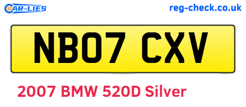 NB07CXV are the vehicle registration plates.