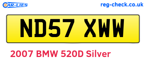 ND57XWW are the vehicle registration plates.