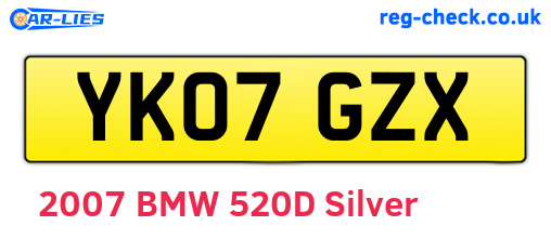 YK07GZX are the vehicle registration plates.