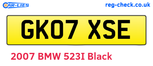 GK07XSE are the vehicle registration plates.