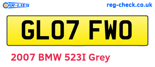 GL07FWO are the vehicle registration plates.