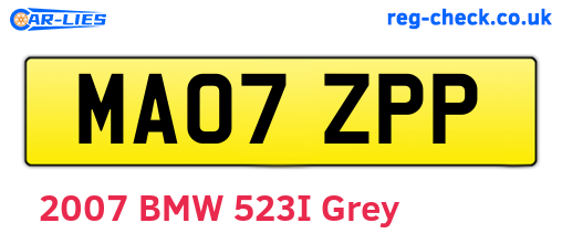 MA07ZPP are the vehicle registration plates.