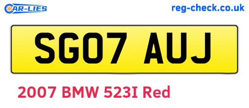 SG07AUJ are the vehicle registration plates.