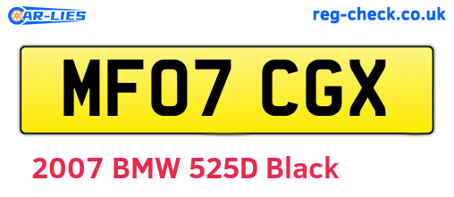 MF07CGX are the vehicle registration plates.