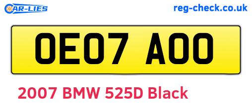 OE07AOO are the vehicle registration plates.