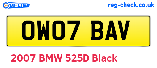 OW07BAV are the vehicle registration plates.