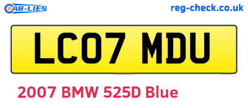 LC07MDU are the vehicle registration plates.