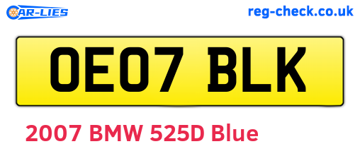 OE07BLK are the vehicle registration plates.