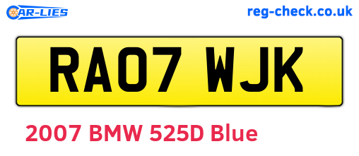 RA07WJK are the vehicle registration plates.