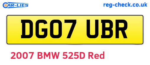 DG07UBR are the vehicle registration plates.