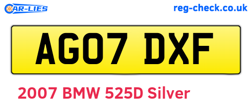 AG07DXF are the vehicle registration plates.