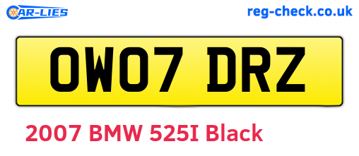OW07DRZ are the vehicle registration plates.