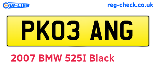 PK03ANG are the vehicle registration plates.
