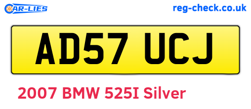 AD57UCJ are the vehicle registration plates.