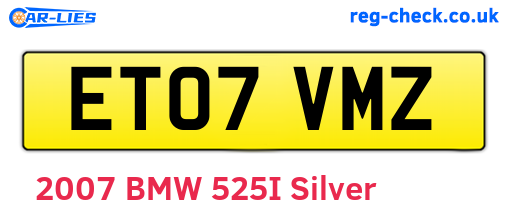 ET07VMZ are the vehicle registration plates.