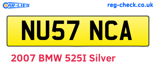 NU57NCA are the vehicle registration plates.