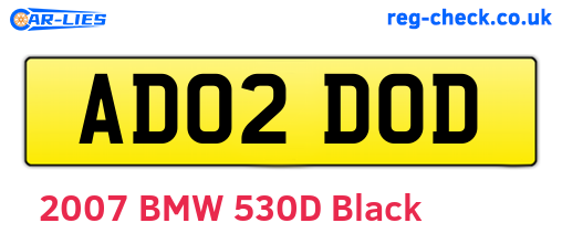 AD02DOD are the vehicle registration plates.