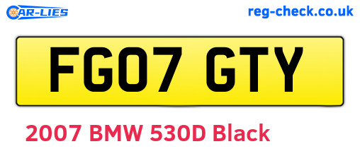 FG07GTY are the vehicle registration plates.