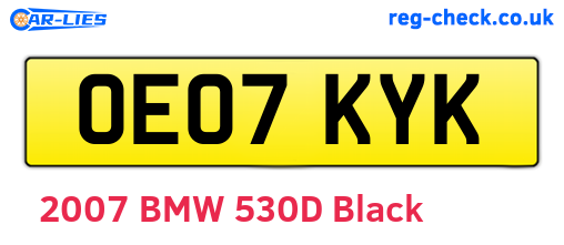 OE07KYK are the vehicle registration plates.