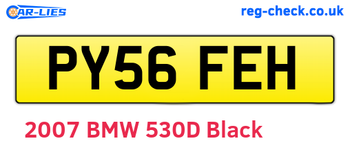 PY56FEH are the vehicle registration plates.