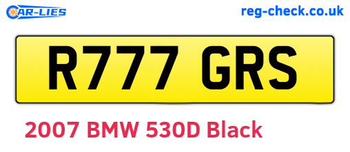 R777GRS are the vehicle registration plates.