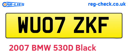 WU07ZKF are the vehicle registration plates.