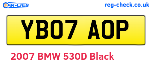 YB07AOP are the vehicle registration plates.